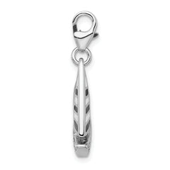 Amore La Vita Sterling Silver Rhodium-plated Polished 3-D Enameled Crystal Sailboat Charm with Fancy Lobster Clasp