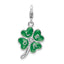 Four Leaf Clover & Love Charm in Sterling Silver, 31mm - Sophia Jewelers