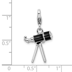 Amore La Vita Sterling Silver Rhodium-plated Polished 3-D Enameled Crystal from Crystal Telescope Charm with Fancy Lobster Clasp