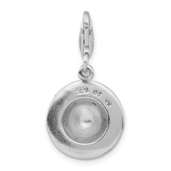 Sterling Silver Click-on CZ Enamel Tiger Hat Charm