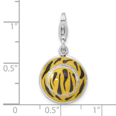 Sterling Silver Click-on CZ Enamel Tiger Hat Charm