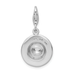 Sterling Silver Click-on CZ Enamel Leopard Hat Charm