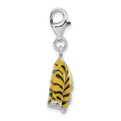 Sterling Silver Click-on CZ Enamel Tiger Jacket Charm