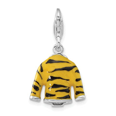 Sterling Silver Click-on CZ Enamel Tiger Jacket Charm