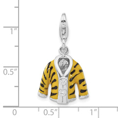 Sterling Silver Click-on CZ Enamel Tiger Jacket Charm