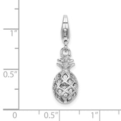 Amore La Vita Sterling Silver Rhodium-plated Polished Pineapple Charm with Fancy Lobster Clasp