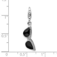 Amore La Vita Sterling Silver Rhodium-plated Polished3-D Enameled Sunglass Charm with Fancy Lobster Clasp