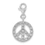 Sterling Silver Polished CZ Peace Sign w/ Lobster Clasp Charm