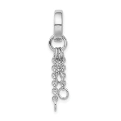 Amore La Vita Sterling Silver Rhodium-plated Polished Circle with Cable Chain Dangles Charm Carrier Pendant