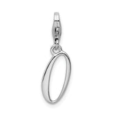Amore La Vita Sterling Silver Rhodium-plated Polished Number 0 Charm with Fancy Lobster Clasp