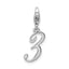 Amore La Vita Sterling Silver Rhodium-plated Polished Number 3 Charm with Fancy Lobster Clasp