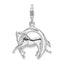 Amore La Vita Sterling Silver Rhodium-plated Polished 3-D Horse in Horseshoe Charm with Fancy Lobster Clasp