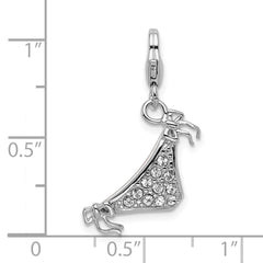 Amore La Vita Sterling Silver Rhodium-plated Polished 3-D Enameled Bikini Bottom Charm with Fancy Lobster Clasp