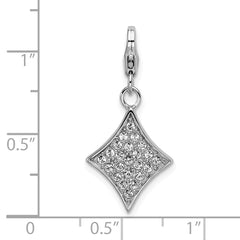 Sterling Silver Enameled 3-D Diamond w/Lobster Clasp Charm