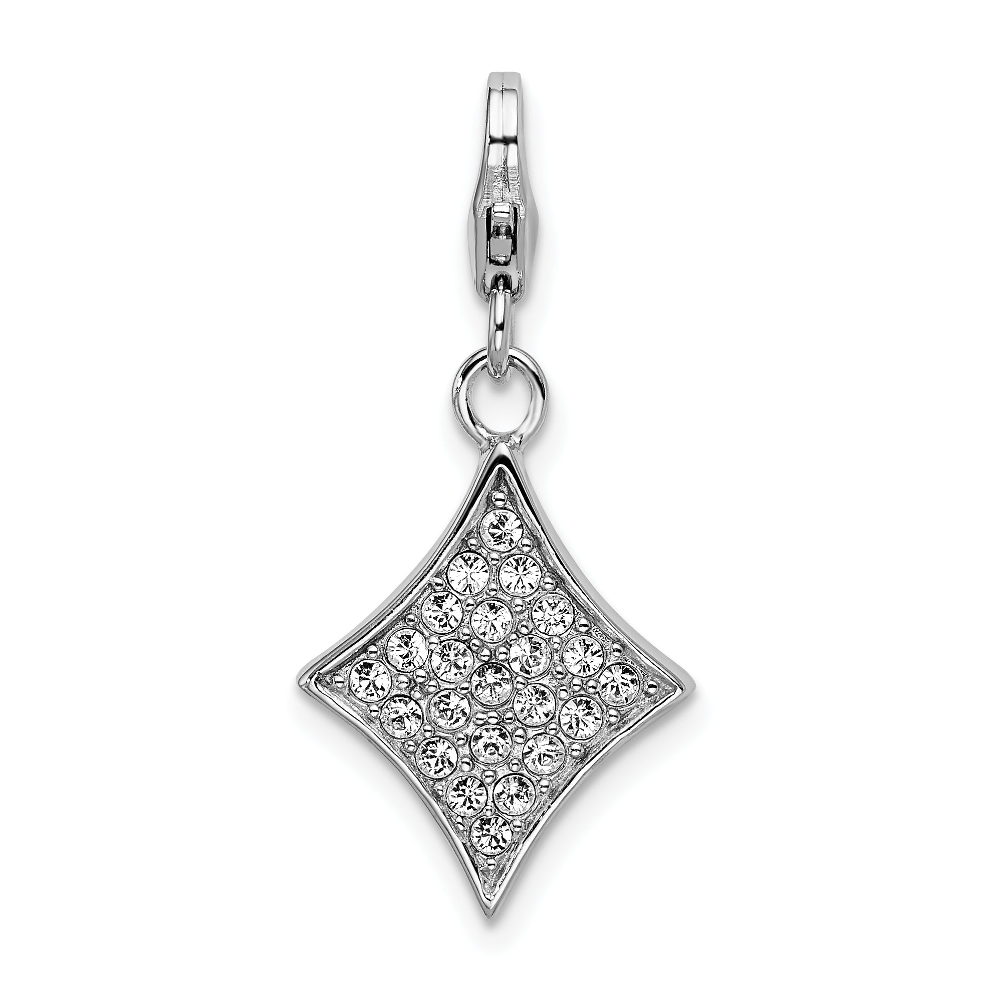 SS RH Enameled 3-D Diamond w/Lobster Clasp Charm