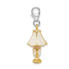 Sterling Silver Enameled 3-D Gold Plated Lamp w/Lobster Clasp Charm