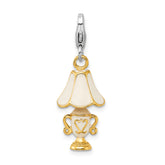 Amore La Vita Sterling Silver Rhodium-plated and Gold-plated Polished 3-D Enameled Lamp Charm with Fancy Lobster Clasp