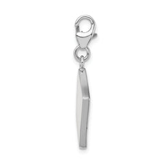 Amore La Vita Sterling Silver Rhodium-plated Polished 3-D Enameled Crystal Ace Charm with Fancy Lobster Clasp