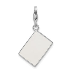 Amore La Vita Sterling Silver Rhodium-plated Polished 3-D Enameled Crystal Ace Charm with Fancy Lobster Clasp