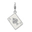 Amore La Vita Sterling Silver Rhodium-plated Polished 3-D Enameled Swarovski Crystal Ace Charm with Fancy Lobster Clasp
