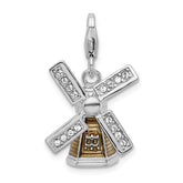 Amore La Vita Sterling Silver Rhodium-plated Polished 3-D Enameled Crystal from Swarovski Windmill Charm with Fancy Lobster Clasp