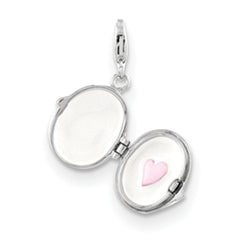 Sterling Silver 3-D Enameled LOVE Heart Charm with Lobster Clasp