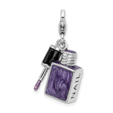 Amore La Vita Sterling Silver Rhodium-plated Polished 3-D Enameled Nail Enameled Charm with Fancy Lobster Clasp