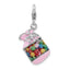 Amore La Vita Sterling Silver Rhodium-plated Polished 3-D Enameled Candy Jar Charm with Fancy Lobster Clasp