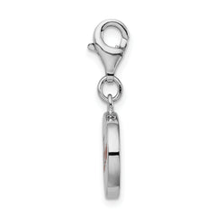Amore La Vita Sterling Silver Rhodium-plated Polished Enameled LOVE Charm with Fancy Lobster Clasp