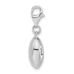 Sterling Silver Rhodium-plated Polished Luck Oval With Lobster Clasp Charm