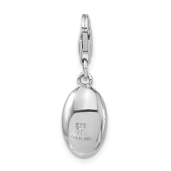 Sterling Silver Rhodium-plated Polished Luck Oval With Lobster Clasp Charm