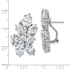 Cheryl M Sterling Silver Rhodium-plated Fancy Brilliant-cut CZ Cluster Omega Back Earrings
