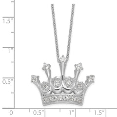 Cheryl M Sterling Silver Rhodium-plated Brilliant-cut CZ Crown 18 Inch Necklace