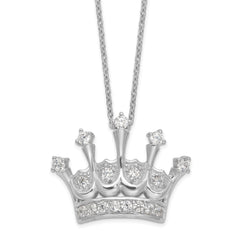 Cheryl M Sterling Silver Rhodium-plated Brilliant-cut CZ Crown 18 Inch Necklace