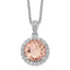 Simulated Morganite Cubic Zirconia Halo Necklace in Sterling Silver, 18 Inch - Sophia Jewelers