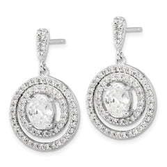 Sterling Silver 925 CZ Dangle Earrings with Clear Stones Elegant Drop Design.