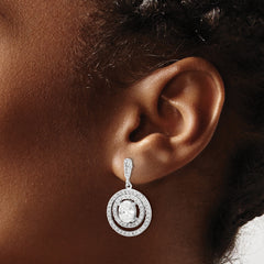 Sterling Silver 925 CZ Dangle Earrings with Clear Stones Elegant Drop Design.