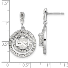 Sterling Silver 925 CZ Dangle Earrings with Clear Stones Elegant Drop Design.