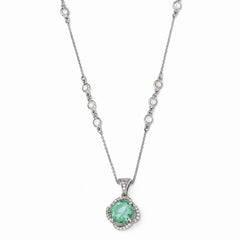 Sophia Jewelers 925 Sterling Silver Necklace with CZ & Simulated Paraiba Tourmaline Elegance