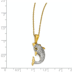 Sophia Jewelers Gold-Plated Sterling Silver Dolphin Necklace with CZ Elegance