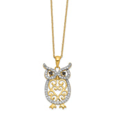 Cheryl Sterling Silver Gold-Plated Owl Necklace with CZ Accents, Elegant Design