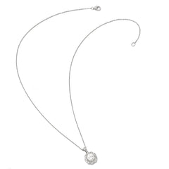 Cheryl M Sterling Silver Rhodium-plated Brilliant-cut and Emerald-cut CZ Halo 18 Inch Necklace