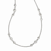 Cheryl Sterling Silver CZ Fancy Necklace 18" Elegant Clear Gemstone
