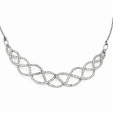 Cheryl Sterling Silver 925 CZ Fancy Necklace, Elegant Cast Design
