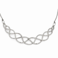 Cheryl Sterling Silver 925 CZ Fancy Necklace, Elegant Cast Design