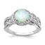 Cheryl M Sterling Silver Rhodium-plated Cabochon Lab Created Opal and Brilliant-cut CZ Woven Pattern Ring