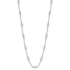 Cheryl Sterling Silver Rhodium-Plated CZ Station Necklace 18.5 Inch Polished