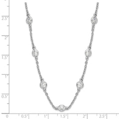 Cheryl Sterling Silver Rhodium-Plated CZ Station Necklace 18.5 Inch Polished