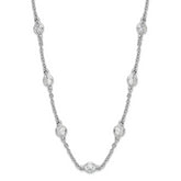 Cheryl M Sterling Silver Rhodium-plated Brilliant-cut Round CZ 19 Station 18.5 Inch Necklace