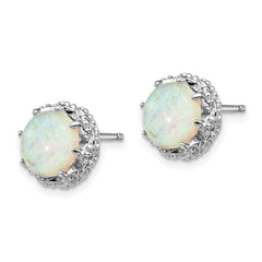Cheryl Sterling Silver Rhodium-Plated Lab-Created Opal & CZ Stud Earrings